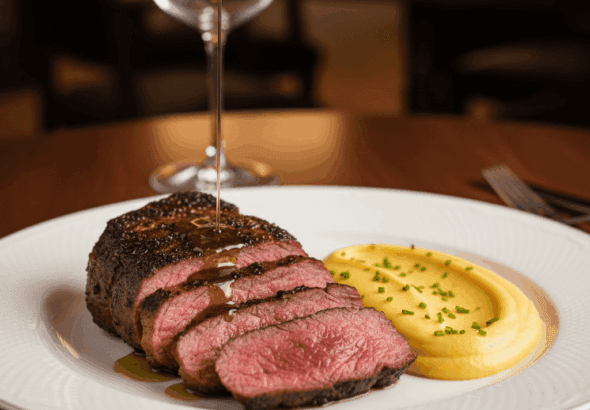 Picanha ao Forno com Molho de Trufas e Purê de Mandioquinha