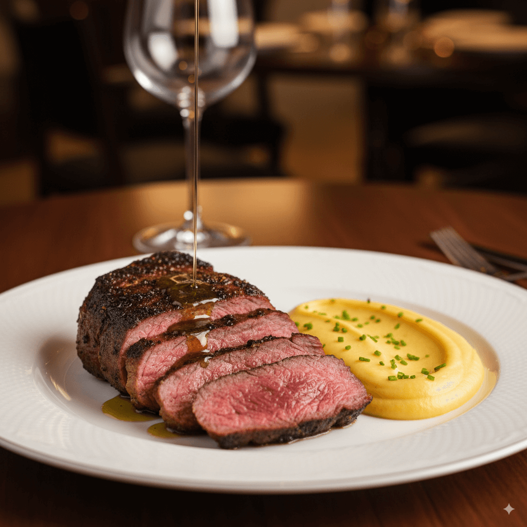 Picanha ao Forno com Molho de Trufas e Purê de Mandioquinha