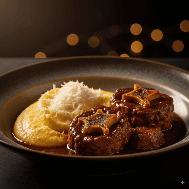 Rabada ao Forno com Polenta Cremosa