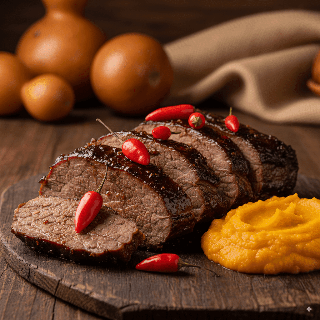 Cupim ao Forno com Molho de Rapadura e Pimenta Biquinho