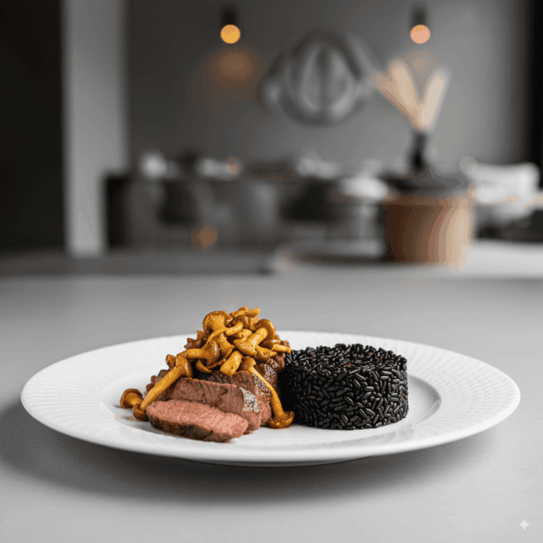 Coxão Mole ao Forno com Vinho Branco e Cogumelos Shimeji