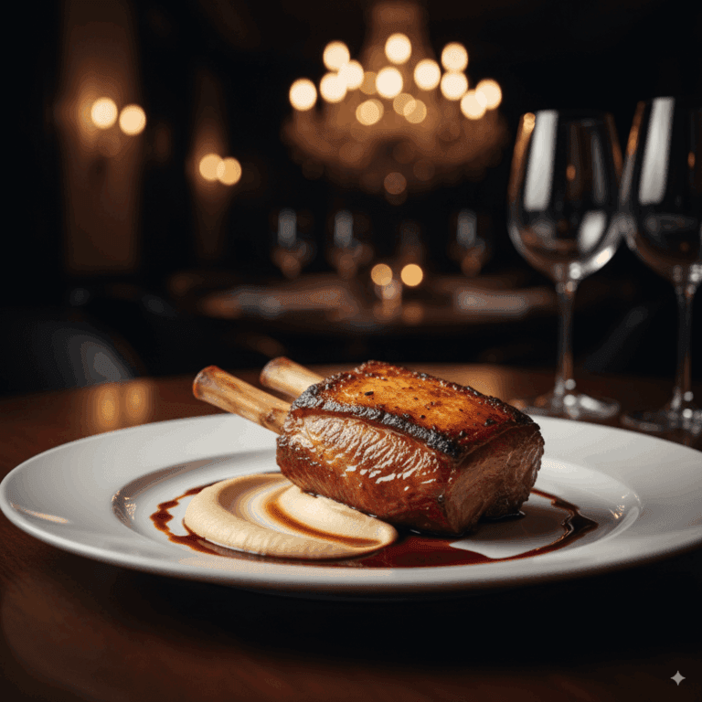 Costela ao Forno com Purê de Castanha-do-Pará e Redução de Vinho