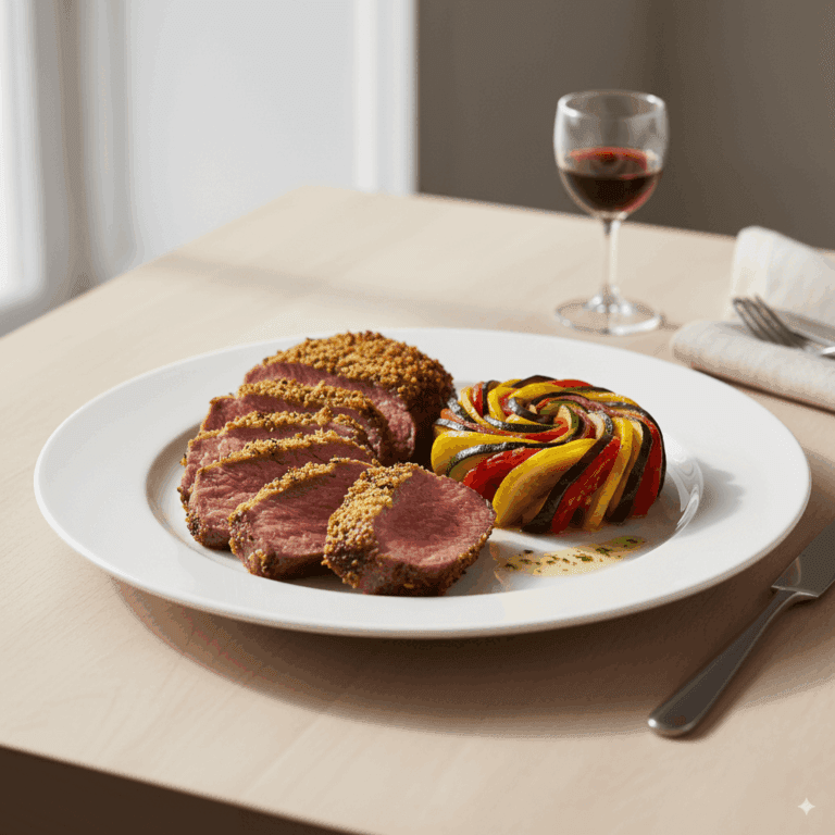 Picanha ao Forno com Crosta de Ervas Provençais e Ratatouille