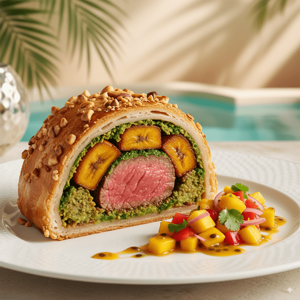 Filé Mignon Wellington Tropical (com Banana-da-Terra e Castanha de Caju)